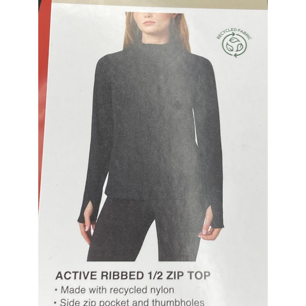 Mondetta Women's Active Ribbed 1/2 Zip Top, Black, Size Medium
